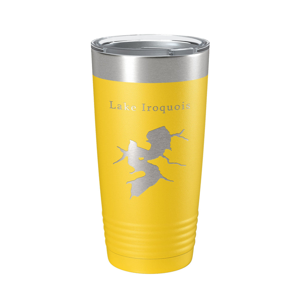 Lake Iroquois Map Tumbler Travel Mug Insulated Laser Engraved Coffee Cup Illinois 20 oz