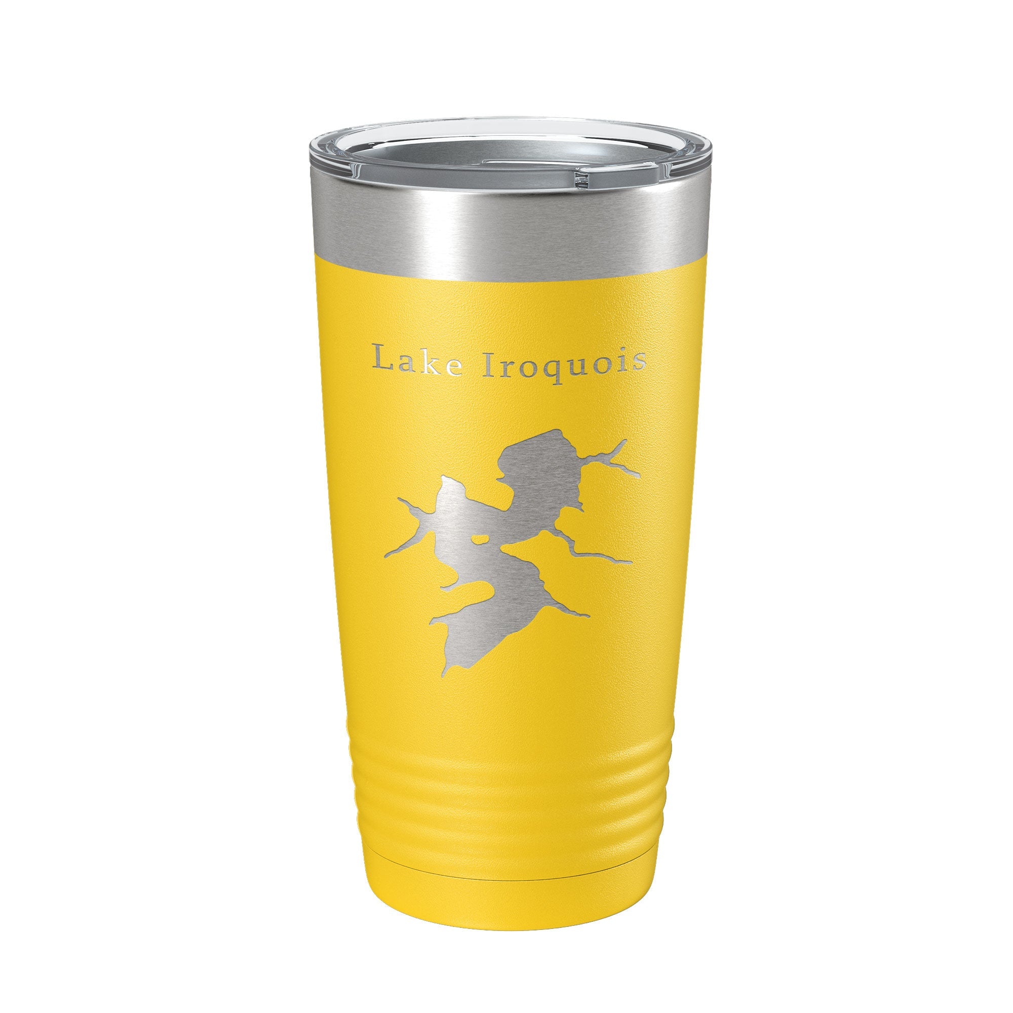 Lake Iroquois Map Tumbler Travel Mug Insulated Laser Engraved Coffee Cup Illinois 20 oz