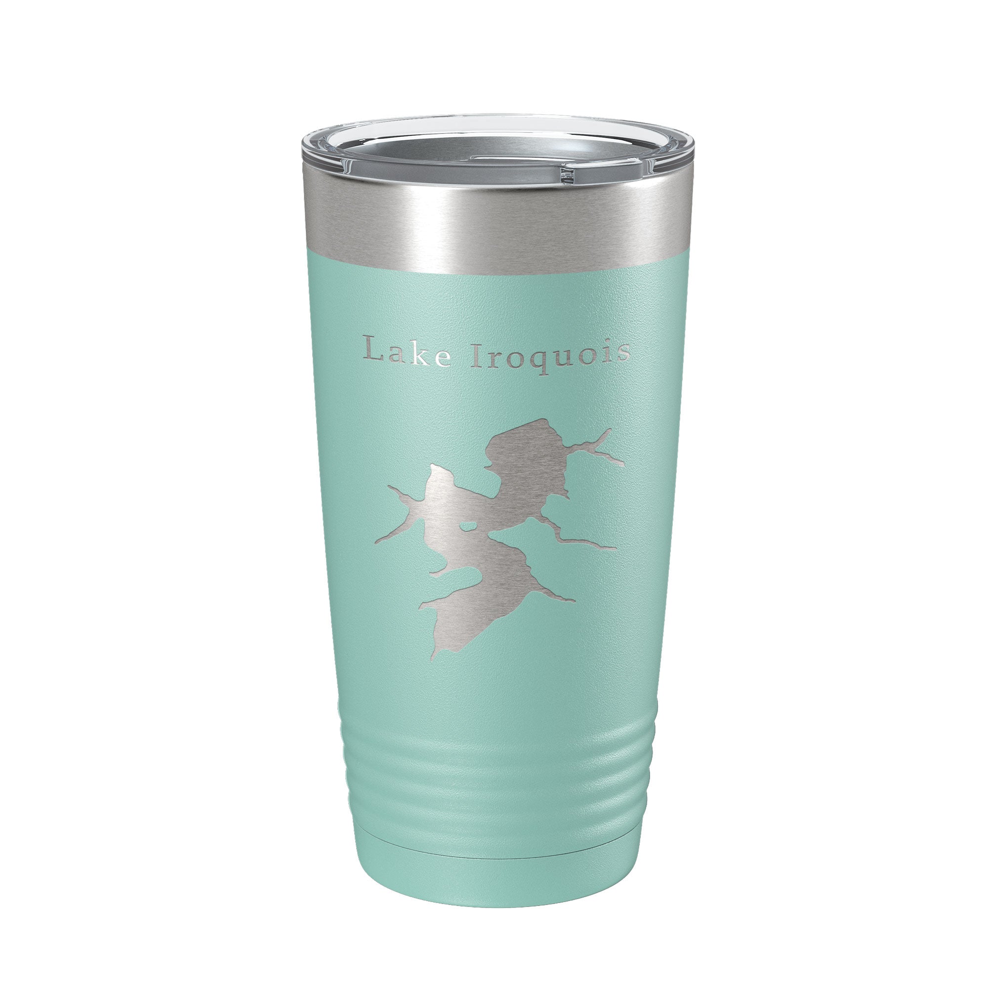 Lake Iroquois Map Tumbler Travel Mug Insulated Laser Engraved Coffee Cup Illinois 20 oz