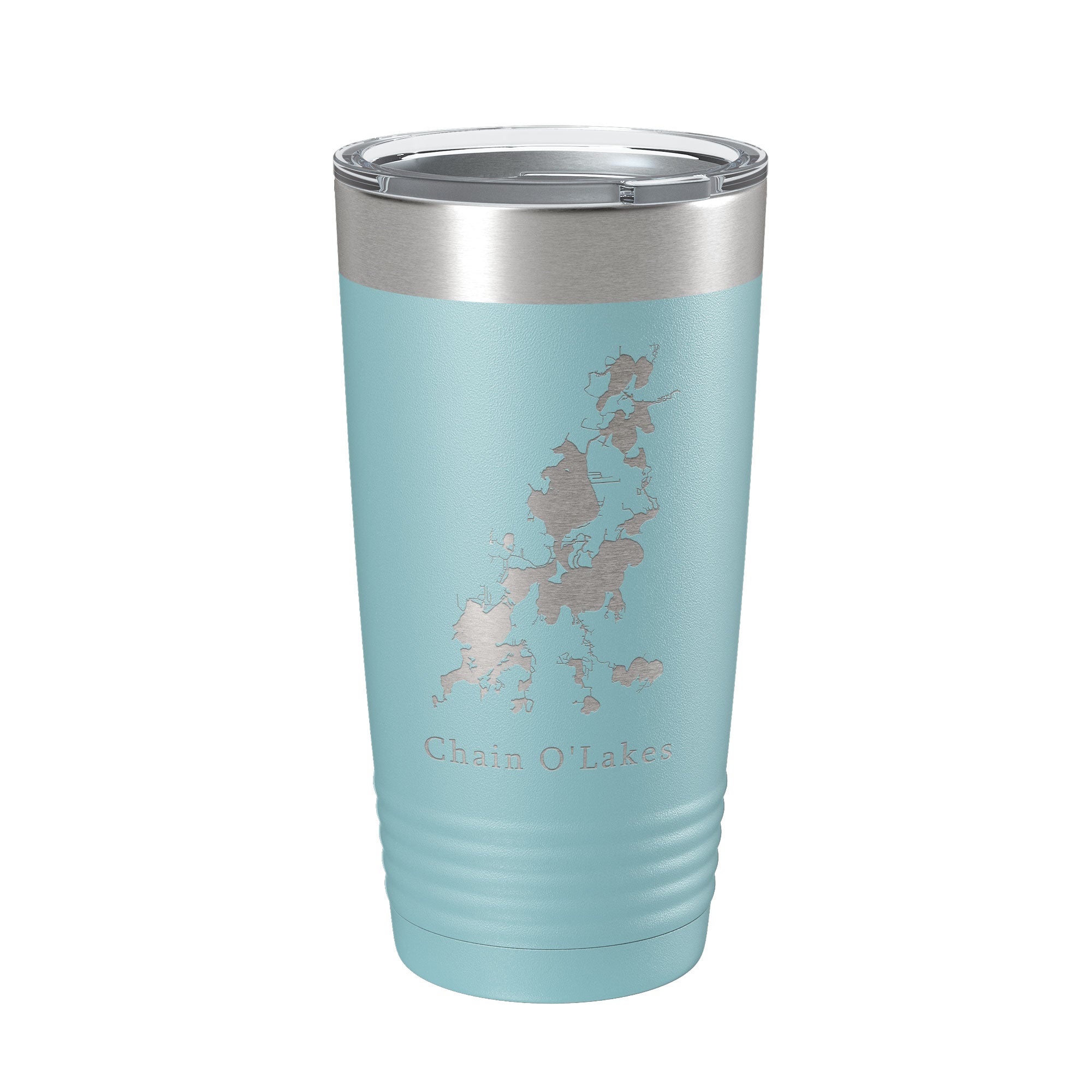 Fox River Chain O'Lakes Map Tumbler Travel Mug Insulated Laser Engraved Coffee Cup Illinois 20 oz
