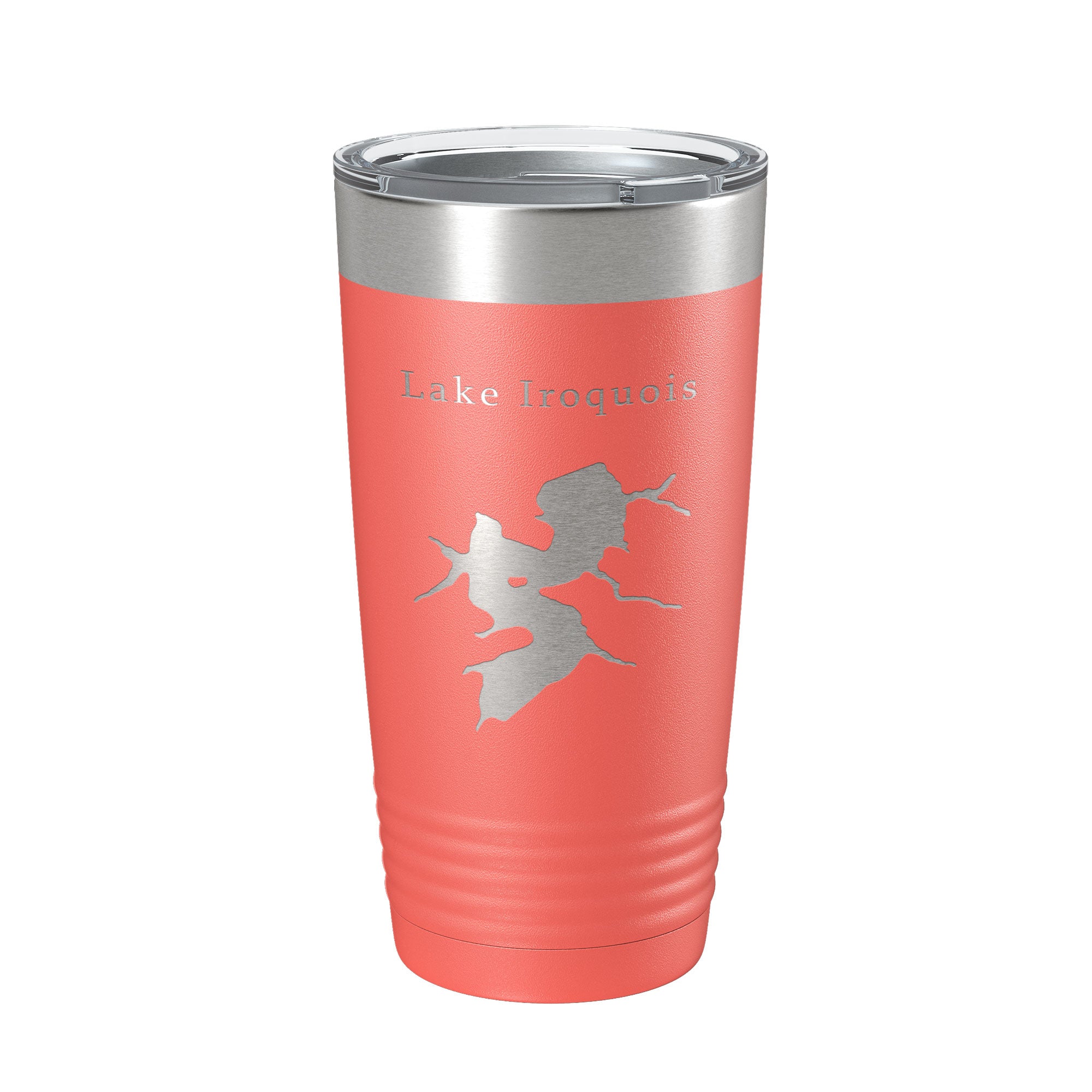 Lake Iroquois Map Tumbler Travel Mug Insulated Laser Engraved Coffee Cup Illinois 20 oz