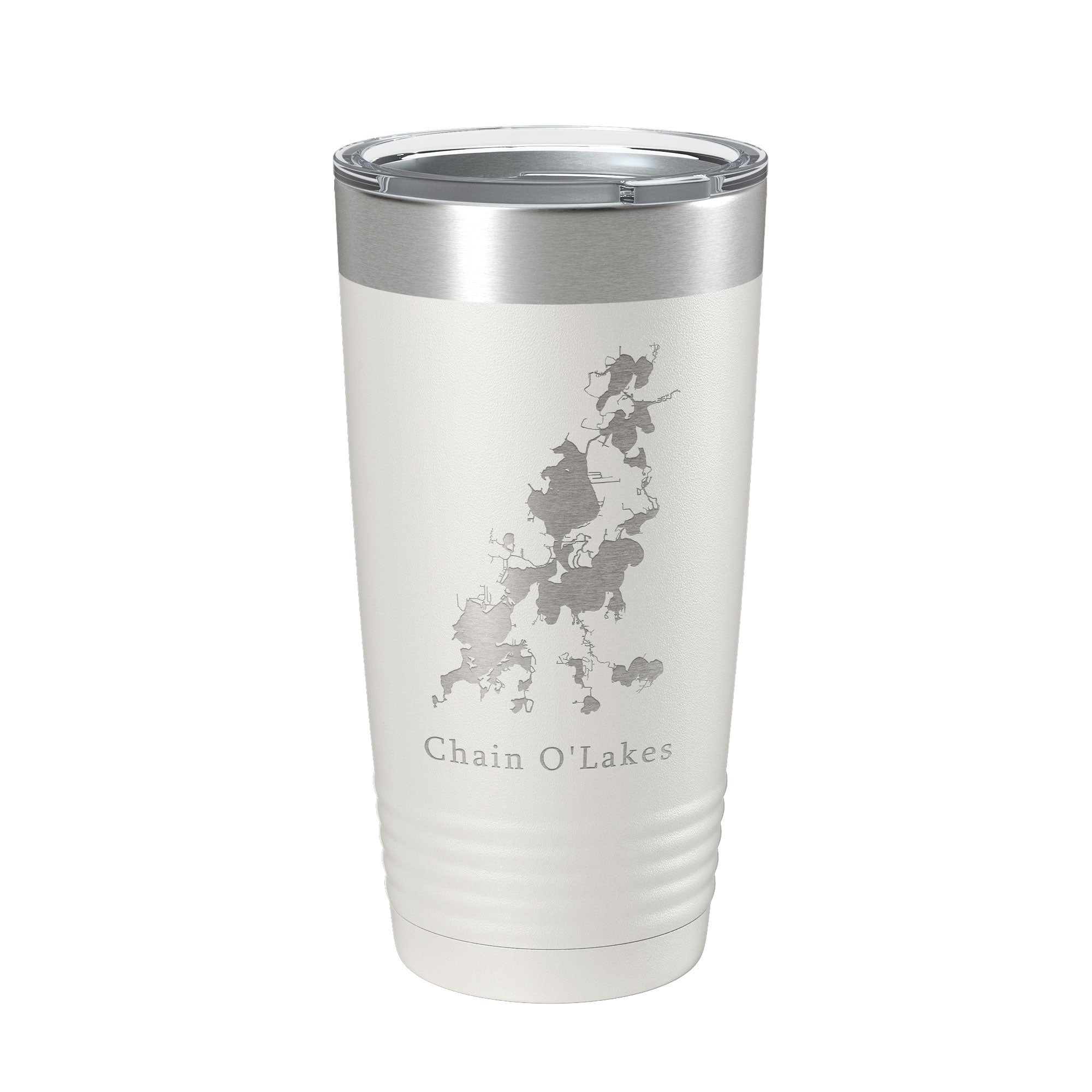 Fox River Chain O'Lakes Map Tumbler Travel Mug Insulated Laser Engraved Coffee Cup Illinois 20 oz