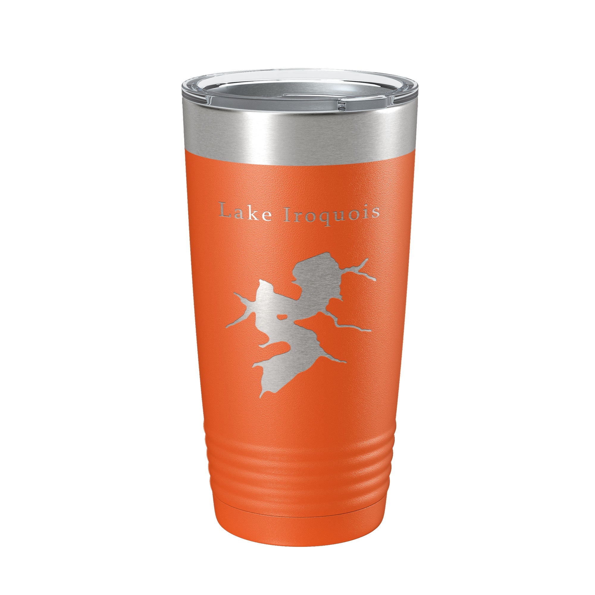 Lake Iroquois Map Tumbler Travel Mug Insulated Laser Engraved Coffee Cup Illinois 20 oz